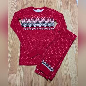 Hanna Andersson Red Fair Isle Long‑Sleeve Kids Pajama Set 160 14